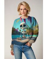 Aqua Blue Tropical Skeleton Sweatshirt