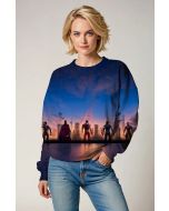 Dark Blue Avengers Sunset Skyline Graphic Sweatshirt