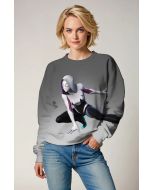  Gray & White Spider‑Gwen Pullover Hoodie – Action‑Ready Streetwear