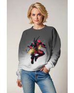 Gray & White Deadpool Crewneck Sweatshirt – Bold Hero Appeal