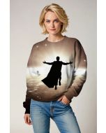 Brown Heroic Silhouette Crewneck Sweatshirt – Bold Evening Horizon
