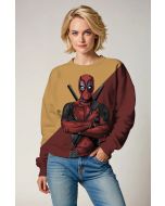 Deadpool Crossed‑Arms Sweatshirt – Rich Brown & Maroon Tone
