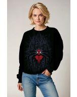 Black Spider‑Web Sweatshirt – Distinct Red Hero Motif