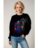 Black Superman vs Batman Battle Graphic Sweatshirt