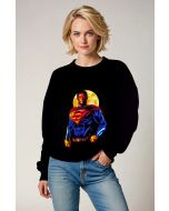 Black Fiery Superman Graphic Crewneck Sweatshirt
