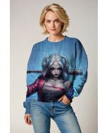 Blue Harley Quinn Street Style Crewneck Sweatshirt