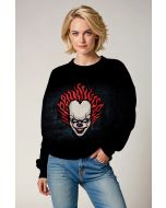 Black Horror Clown Sweatshirt – Flame-Headed Nightmare