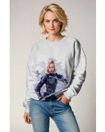 White Widow Crewneck Sweatshirt – Artistic Hero Portrait Edition
