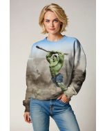 Dust Storm Hulk Crewneck – Blue-Grey Combat Scene Sweatshirt