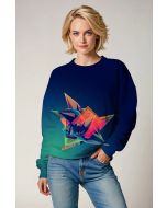 Blue Teal Crewneck Sweatshirt – Crystal Prism Abstract Art
