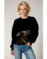 Black Crewneck Sweatshirt – Gold Suit Warrior Crouch Print