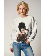 White Crewneck Sweatshirt – Illustrated Wonder Charge Design