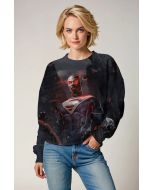 Tech Uprising Sweatshirt – Matte Black with Crimson Circuit Hero Print