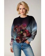 Flash Surge Crewneck Sweatshirt – Deep Black with Red & Yellow Energy