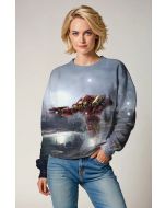 Marvel Avengers Inspired Men’s Red and Gold Hulkbuster Battle Scene Sweatshirt