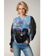 Spider-Man and Black Cat Rain Kiss Blue & Black Marvel Design Crewneck Sweatshirt