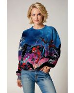 Spider-Man Into the Spider-Verse Team Battle Skyline Marvel Design Crewneck Sweatshirt