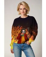 Joker Burnout Crewneck Sweatshirt – Yellow & Red Fire Graffiti Design