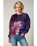 Harley Quinn Cosmic Mischief Crewneck – Purple Bubblegum Universe Sweatshirt