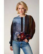 Spider-Man & Black Cat Couple’s Graphic Crewneck – Misty Blue & Espresso Black