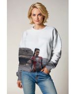 The Makkari Sweatshirt features an electrifying design showcasing the fastest hero from The Eternals