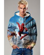 Spider‑Man & Iron Man Dynamic Graphic Hoodie – Blue