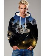 Deep Blue Monster Battle Graphic Hoodie