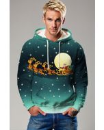 Dark Green Christmas Reindeer Santa Hoodie 