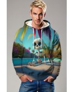 Aqua Blue Tropical Skeleton Hoodie