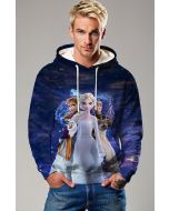 Dark Blue Frozen Characters Graphic Hoodie 