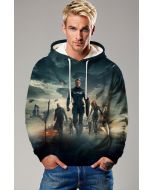 Dark Green Captain America Avengers Graphic Hoodie