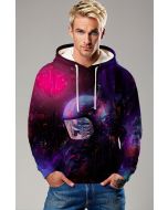 Dark Purple & Black Futuristic Astronaut Graphic Hoodie 