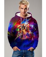 Deep Blue Thor-Inspired Graphic Hoodie 