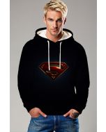 Superman S Shield Graphic Apparel Iconic Red & Gold Black Hoodie