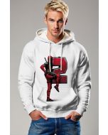 White Deadpool 2 Pullover Hoodie – Classic Red Graphic