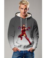 Gray & White Iron Man Pullover Hoodie – Bold Red Hero Style