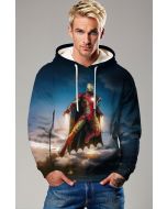 Dark Blue Iron Man Hero Cape Pullover Hoodie – Bold & Warm