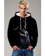 Black Abstract Hero Art Pullover Hoodie – Artistic & Warm