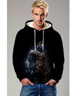 Black Futuristic Knight Pullover Hoodie – Cozy & Heroic