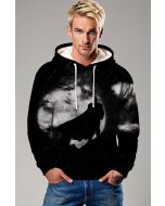 Black Dark Knight Silhouette Pullover Hoodie – Cozy Night Guardian Design