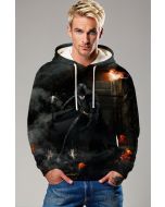 Black Batman Explosive Scene Pullover Hoodie – Bold Urban Hero Look