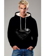 Black Superman S Logo Pullover Hoodie – Bold Hero Comfort