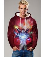 Wine Red Iron Man Arc Reactor Pullover Hoodie – Power Surge Style