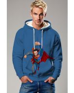 Blue Flying Superman Pullover Hoodie – Classic Hero Style