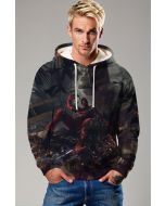 Deadpool Battle Scene Graphic Hoodie – Bold Black Hero Wear