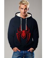 Black Pullover Hoodie with 3D Red Spider Emblem