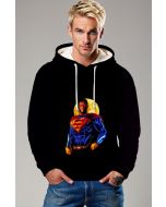 Black Fiery Superman Graphic Pullover Hoodie