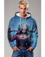 Blue Harley Quinn Street Style Pullover Hoodie