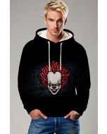 Black Horror Clown Hoodie – Fiery Red Hair Design