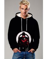 Black Minimalist Hero Target Hoodie – Red & White Bullseye Design